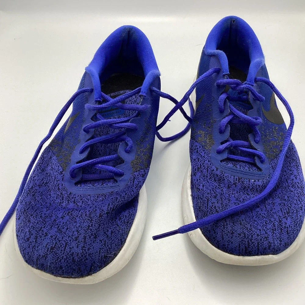 Nike Flex Contact Running Shoes Mens 11 Royal Blue Black Knit Low Top Sneakers